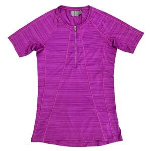 ATHLETA Jazzy Purple Pacifica UPF Tee 2 Fitted Wicking Stretch Surf 1/4 Zip XS/S